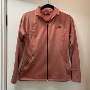 Northface peach fuzzy zip up jacket